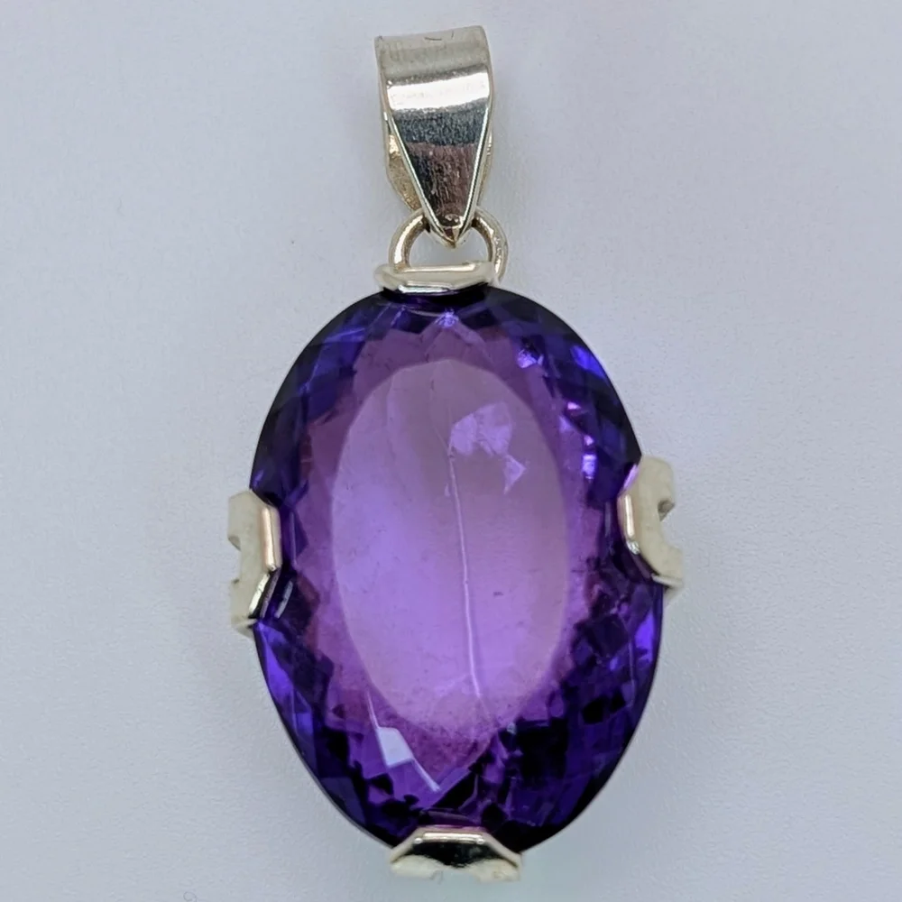 Large Natural Amethyst S925 Sterling Silver Pendant High Quality - Picture 4 of 8